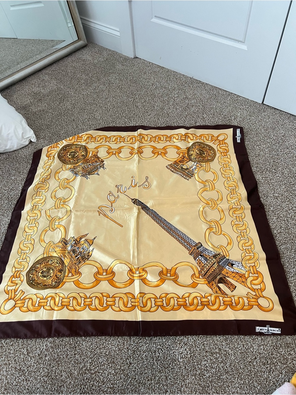 NWOT j. Mico sancho square Paris souvenir scarf. Purchased in Paris.
